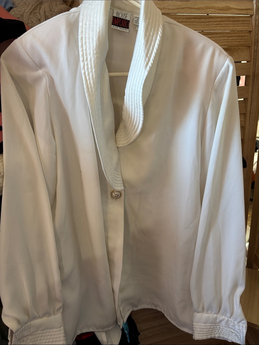 Oleg Cassini Shawl Collar Women's Vintage Blouse 12